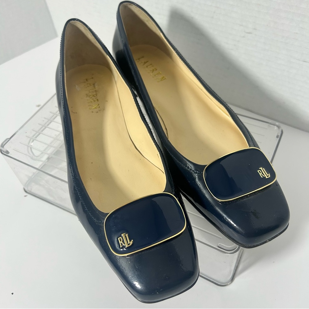 Vintage Lauren Ralph Lauren Patent Leather Ballet Pumps Retro Office Coquette 8M
